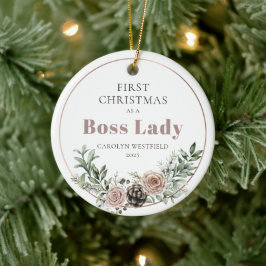 First Christmas as a Boss Lady Name Year Keramisch Ornament