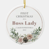 First Christmas as a Boss Lady Name Year Keramisch Ornament (Voorkant)