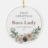 First Christmas as a Boss Lady Name Year Keramisch Ornament (Achterkant)