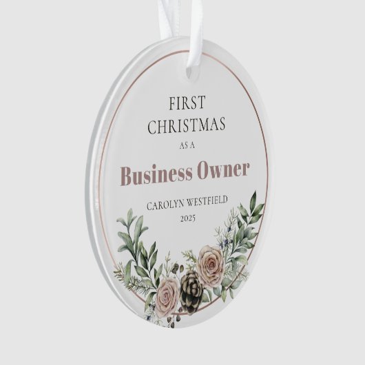 First Christmas as a Business Owner Name Year Ornament (voorkant)