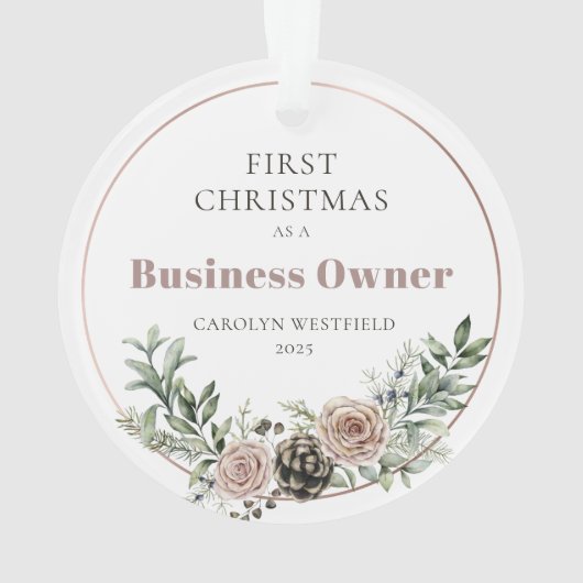 First Christmas as a Business Owner Name Year Ornament (achterkant)