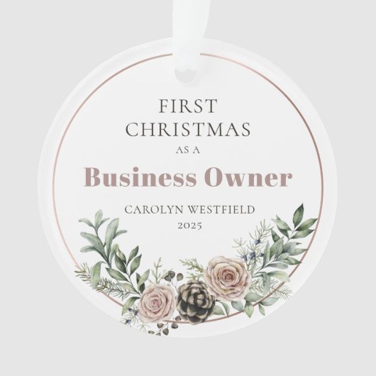 First Christmas as a Business Owner Name Year Ornament (voorkant)