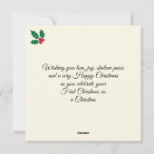 FIRST CHRISTMAS AS A CHRISTIAN for New Believer Feestdagenkaart (Achterkant)