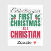 FIRST CHRISTMAS AS A CHRISTIAN for New Believer Sticker (Vel)