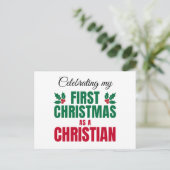 FIRST CHRISTMAS AS A CHRISTIAN New Believer Feestdagenkaart (Staand voorkant)