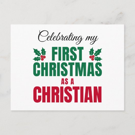 FIRST CHRISTMAS AS A CHRISTIAN New Believer Feestdagenkaart (Voorkant)