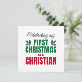 FIRST CHRISTMAS AS A CHRISTIAN New Believer Feestdagenkaart (Staand voorkant)
