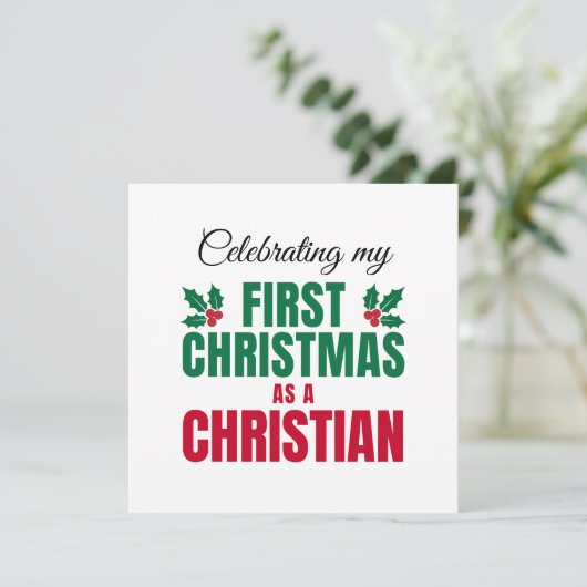 FIRST CHRISTMAS AS A CHRISTIAN New Believer Feestdagenkaart (Staand voorkant)