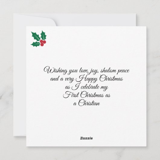 FIRST CHRISTMAS AS A CHRISTIAN New Believer Feestdagenkaart (Achterkant)