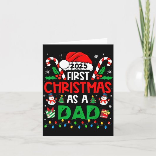 First Christmas As A Dad 2025 Family Matching 1st Kaart (Voorkant)