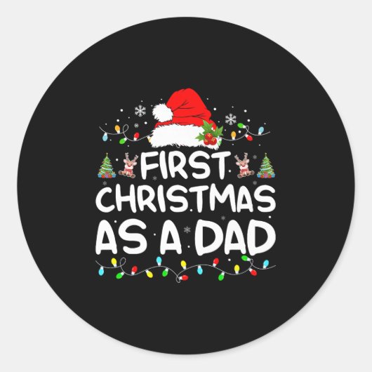 First Christmas As A Dad Funny New Dad Christmas F Ronde Sticker (Voorkant)