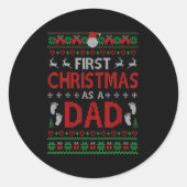 First Christmas As A Dad Matching Xmas New Daddy Ronde Sticker (Voorkant)