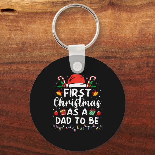 First Christmas As A Dad To Be Funny Xmas New Dad Sleutelhanger (Voorkant)