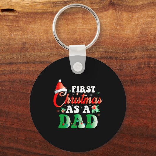 First Christmas As A Dad Xmas Lights New Dad Chris Sleutelhanger (Voorkant)