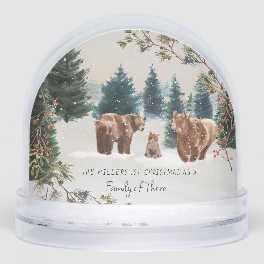 First Christmas as a Family of Three Custom Sneeuwbol (Voorkant)