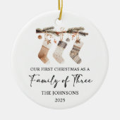 First Christmas as a Family of Three Keramisch Ornament (Voorkant)