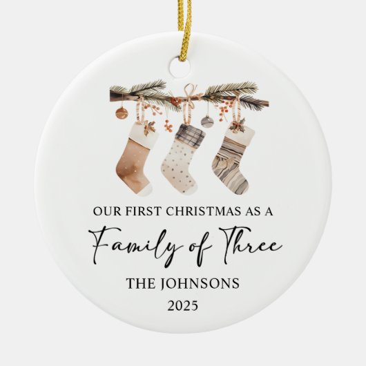 First Christmas as a Family of Three Keramisch Ornament (Voorkant)