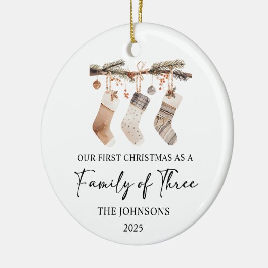 First Christmas as a Family of Three Keramisch Ornament (Links)