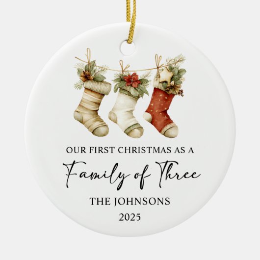 First Christmas as a Family of Three Keramisch Ornament (Voorkant)