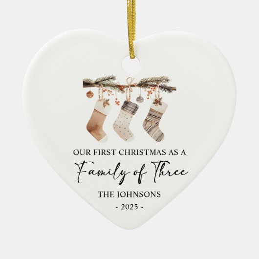 First Christmas as a Family of Three Keramisch Ornament (Voorkant)