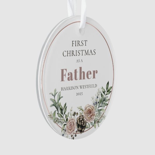 First Christmas as a Father Name Year Ornament (voorkant)