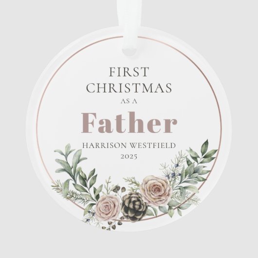 First Christmas as a Father Name Year Ornament (achterkant)