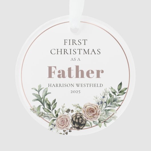 First Christmas as a Father Name Year Ornament (voorkant)