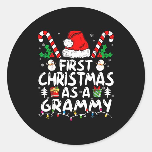 First Christmas As A Grammy New Grammy  Ronde Sticker (Voorkant)