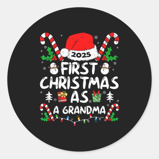 First Christmas As A Grandma 2025 Family Matching  Ronde Sticker (Voorkant)