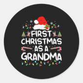 First Christmas As A Grandma Matching Christmas Ne Ronde Sticker (Voorkant)