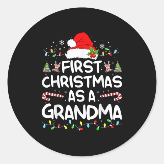 First Christmas As A Grandma Matching Christmas Ne Ronde Sticker (Voorkant)