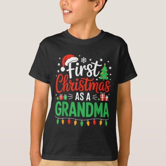 First Christmas As A Grandma Matching New Nana Gra T-shirt (Voorkant)