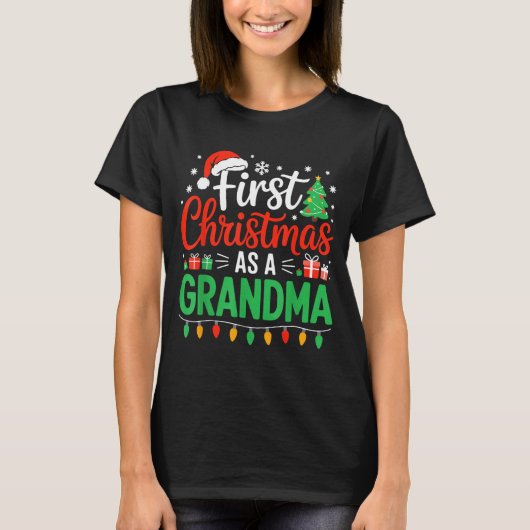 First Christmas As A Grandma Matching New Nana Gra T-shirt (Voorkant)