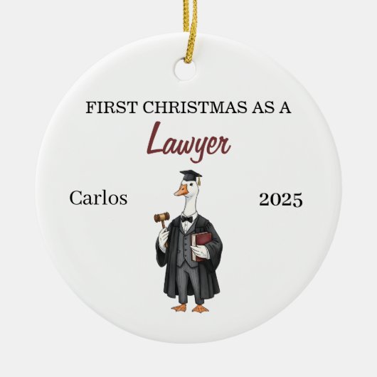 First Christmas as a Lawyer Ornament, silly goose Keramisch Ornament (Voorkant)