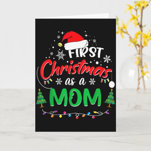 First Christmas As A Mom 1st Christmas Matching Fa Kaart (Gele Bloem)