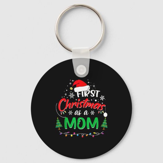 First Christmas As A Mom 1st Christmas Matching Fa Sleutelhanger (Voorkant)