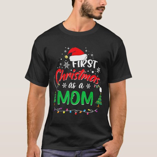First Christmas As A Mom 1st Christmas Matching Fa T-shirt (Voorkant)