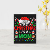 First Christmas As A Mom 2025 Family Matching 1st  Kaart (Gele Bloem)