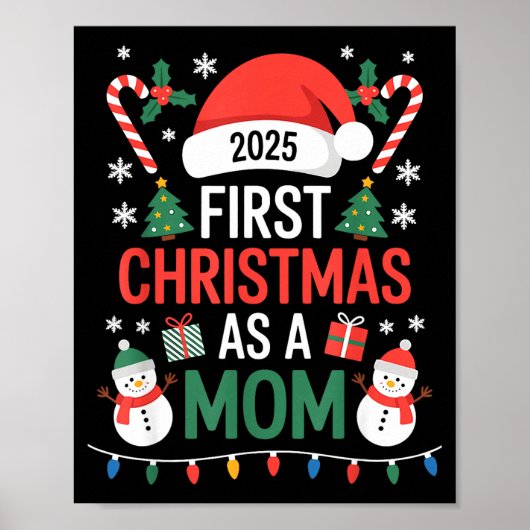 First Christmas As A Mom 2025 Family Matching Holi Poster (Voorkant)