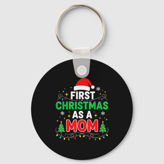 First Christmas As A Mom Family Matching 1st Chris Sleutelhanger (Voorkant)