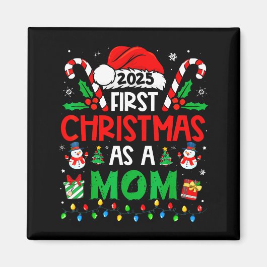 First Christmas As A Mom Family Matching New Mommy Magneet (Voorkant)