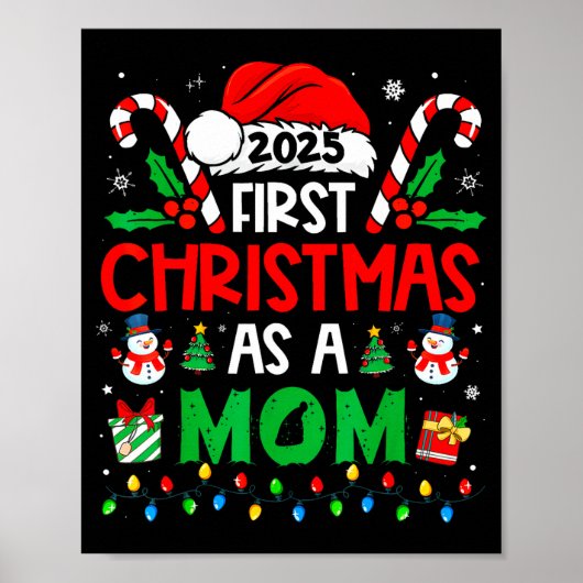 First Christmas As A Mom Family Matching New Mommy Poster (Voorkant)
