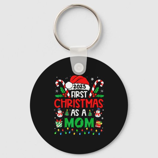 First Christmas As A Mom Family Matching New Mommy Sleutelhanger (Voorkant)