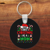 First Christmas As A Mom Family Matching New Mommy Sleutelhanger (Voorkant)