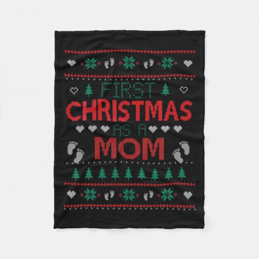 First Christmas As A Mom Funny Matching Xmas New M Fleece Deken (Voorkant)