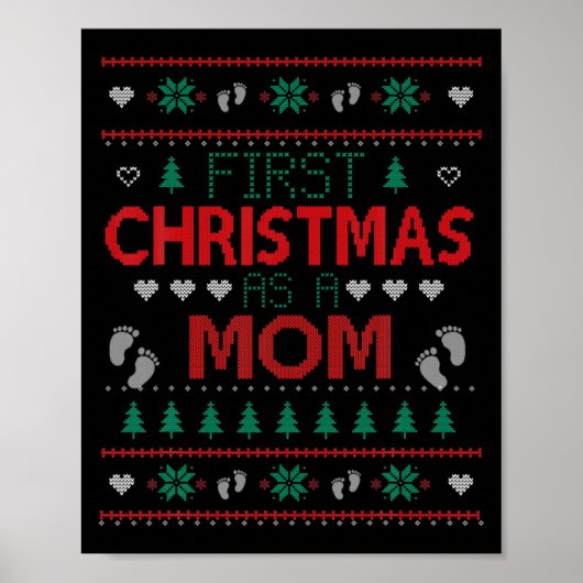 First Christmas As A Mom Funny Matching Xmas New M Poster (Voorkant)