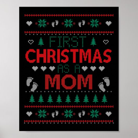 First Christmas As A Mom Funny Matching Xmas New M Poster (Voorkant)