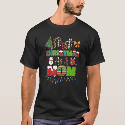 First Christmas As A Mom Leopard Plaid Christmas T-shirt (Voorkant)