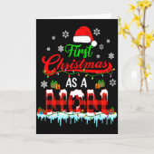 First Christmas As A Mom Plaid Xmas Expecting New  Kaart (Gele Bloem)