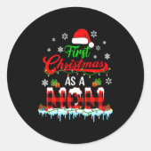 First Christmas As A Mom Plaid Xmas Expecting New  Ronde Sticker (Voorkant)